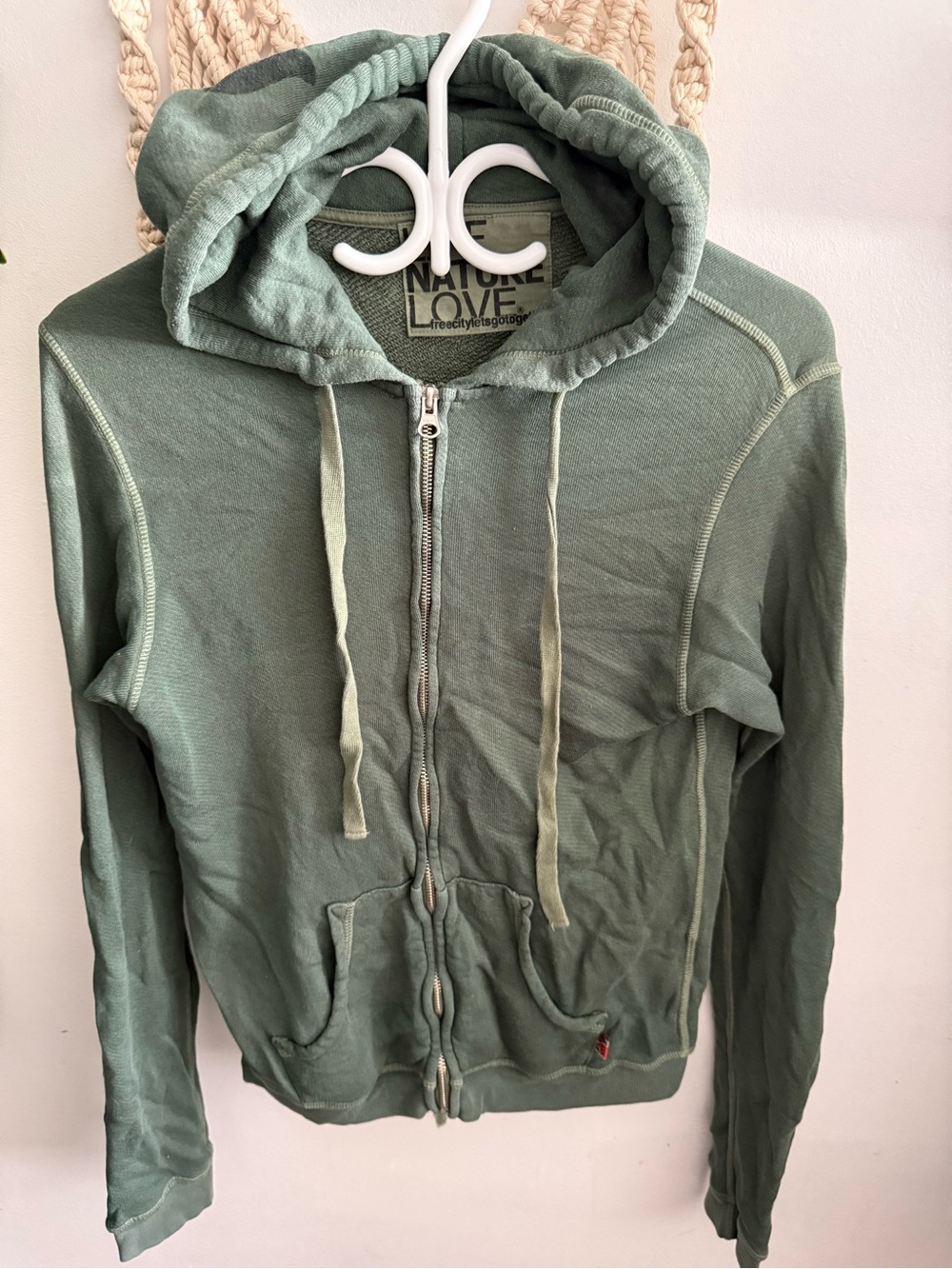 freecity Women's Zip-Up Hoodie in Sage Green
